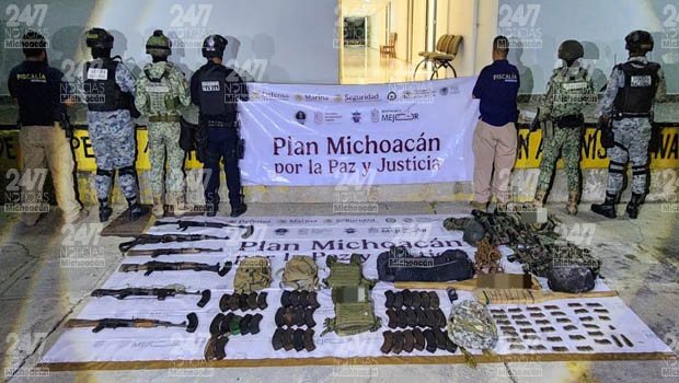 Aseguran armas y explosivos en inmueble ligado a zona de operación de ‘El Maguey’ en Michoacán