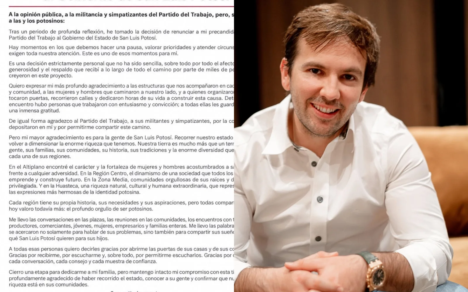 Gerardo Sánchez Zumaya renuncia a precandidatura del PT por la gubernatura de SLP