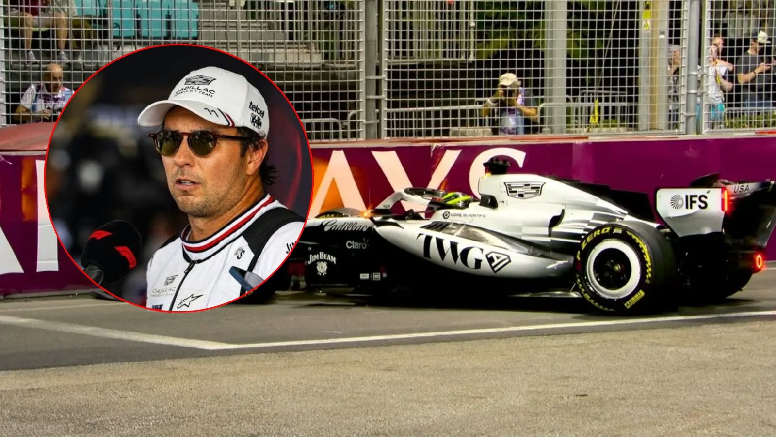 Sufre Checo Pérez aparatoso choque en la Clasificación Sprint del Gran Premio de Singapur