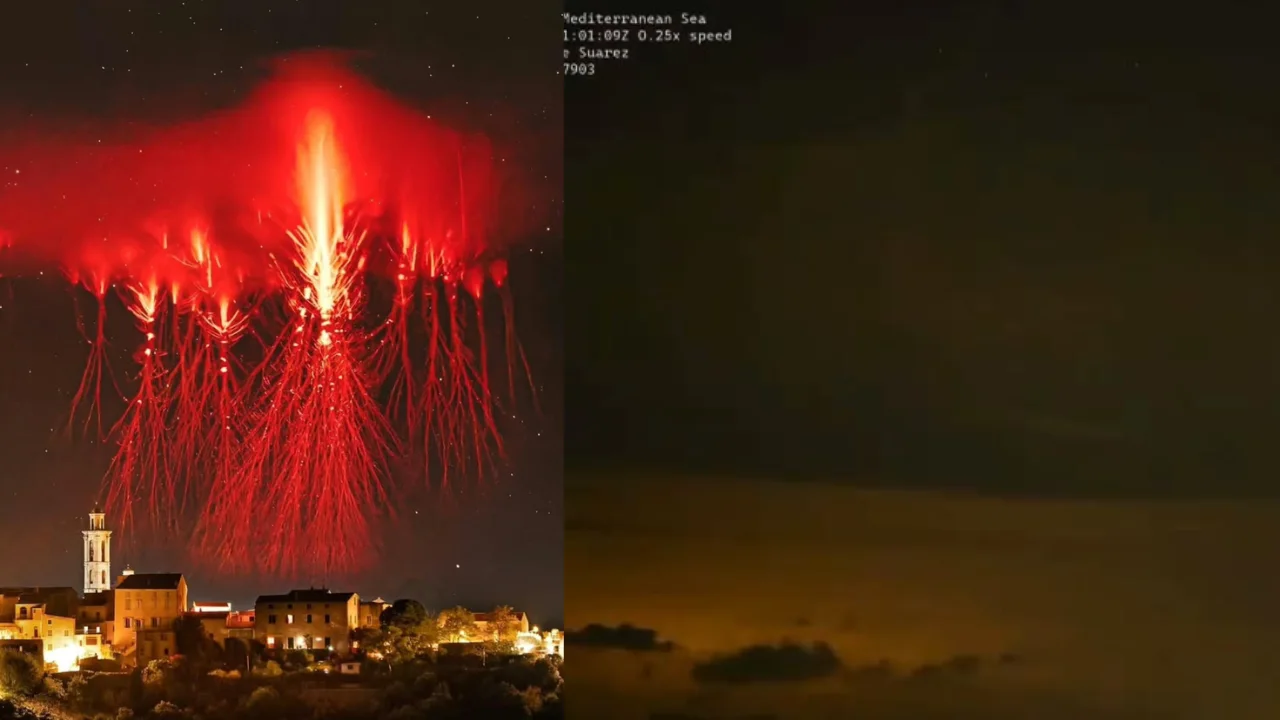 Captan un impresionante “duende rojo” en el cielo nocturno de Córcega, Francia