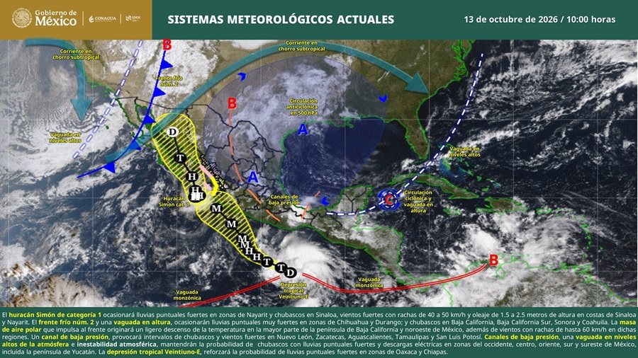 Gira el huracán Simón hacia el norte y coloca a Sonora y al golfo de California en la mira