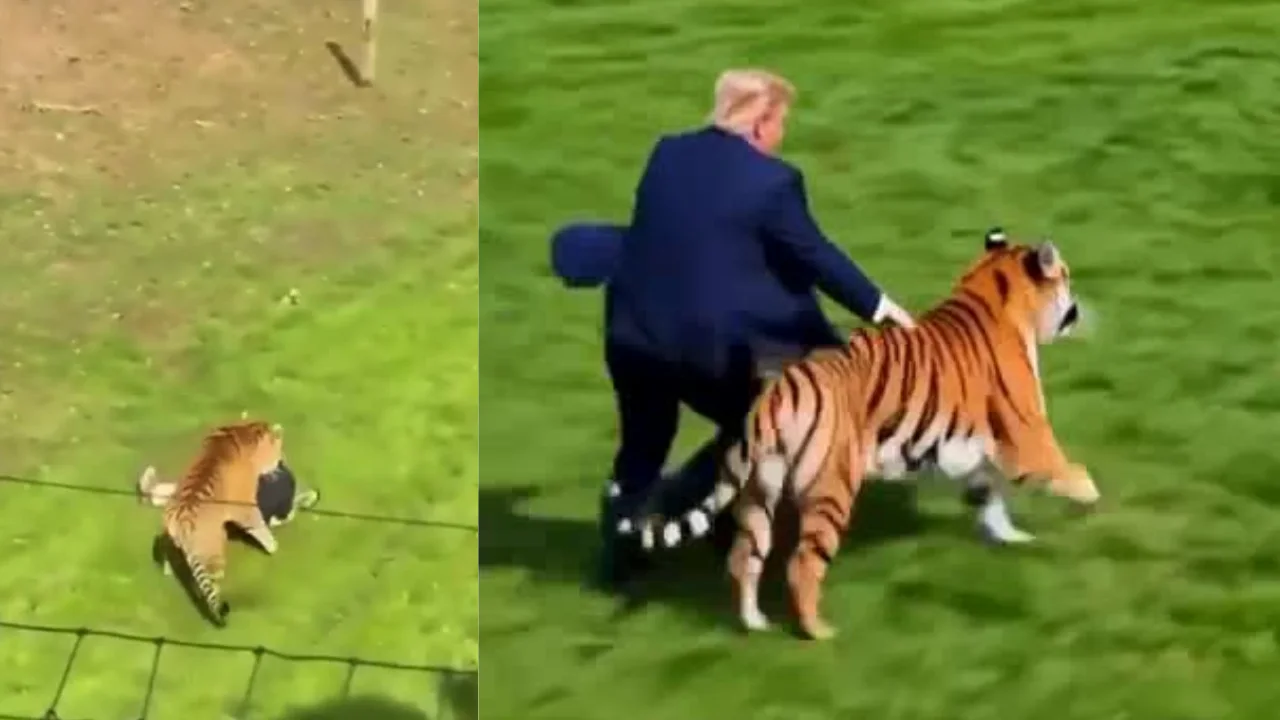 Trump desata críticas por su video con el tigre que atacó a un hombre en Reino Unido 